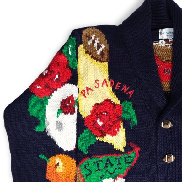 Vtg 1993 The Eagles Eye Cardigan Sweater Size Small College Football Rose Bowl - Picture 3 of 12